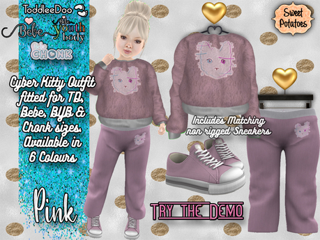 Second Life Marketplace - Cyber Kitty Outfit for TD/BEBE/BYB & CHONK - Pink
